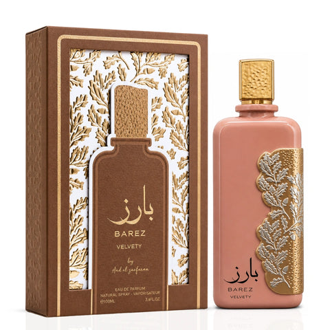 Bundle of Ard Al Zaafaran Barez & Barez Velvety Eau de Parfum sprays, showing two 100ml fragrance bottles with elegant packaging.