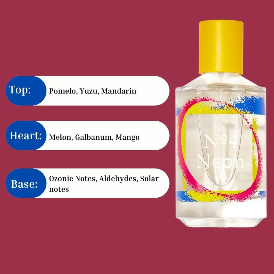 No. 4 Neon Eau de Parfum spray by Thomas Kosmala Paris, 100ml bottle with sleek design and vibrant label.