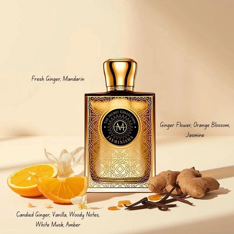 Moresque Jasminisha Eau de Parfum spray 75ml bottle with elegant packaging and floral fragrance design.