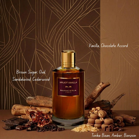 Mancera Xplicit Vanilla Eau de Parfum Spray 120ml bottle, sleek design, showcasing the luxurious fragrance and elegant packaging.