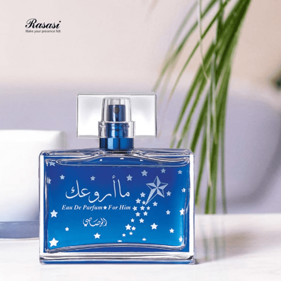 Rasasi Maa Arwaak Men EDP 50ml Eau De Parfum bottle with elegant design, showcasing the fragrance for men.