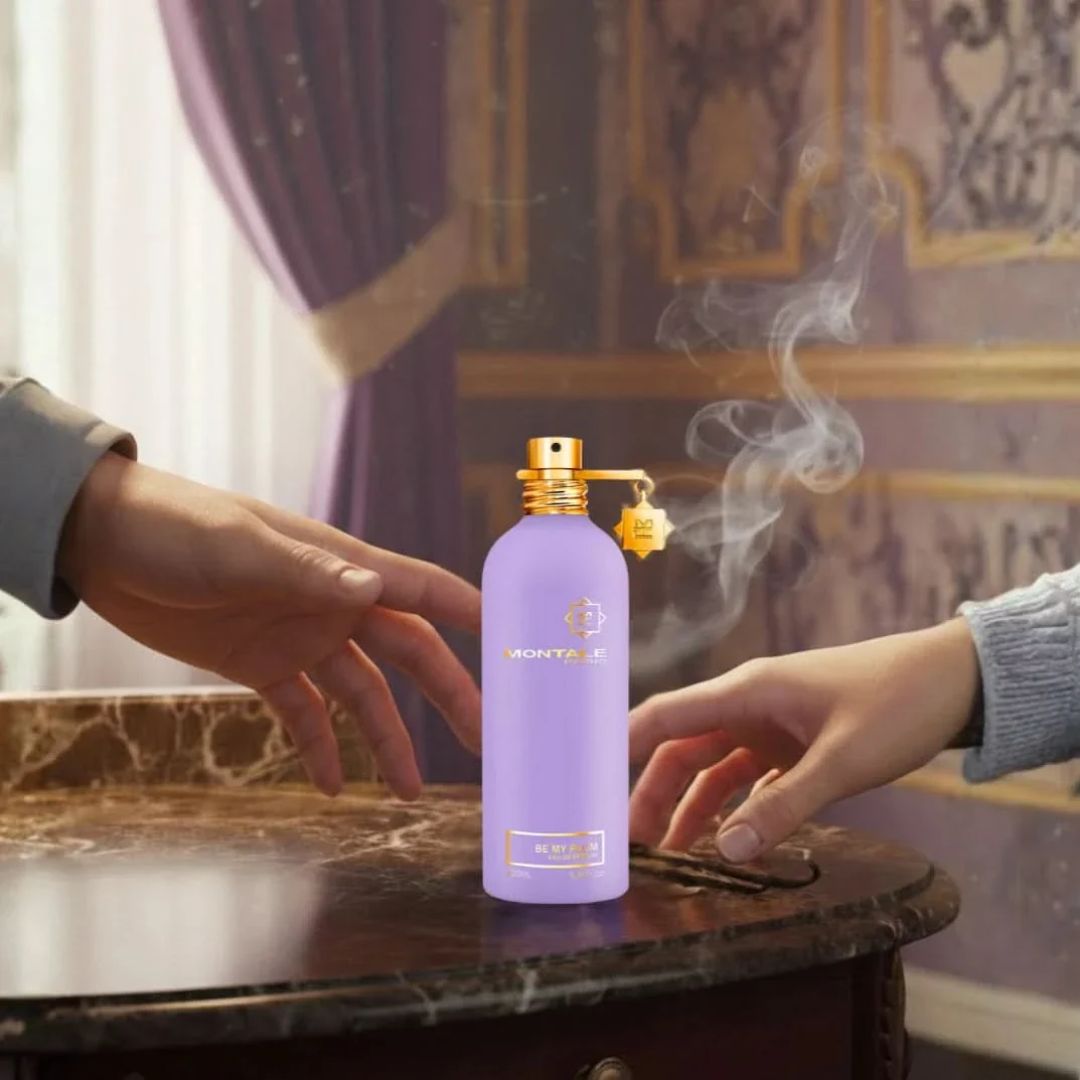 Montale Be My Plum Eau de Parfum spray bottle, 100ml, featuring elegant packaging and a floral-fruity fragrance design.
