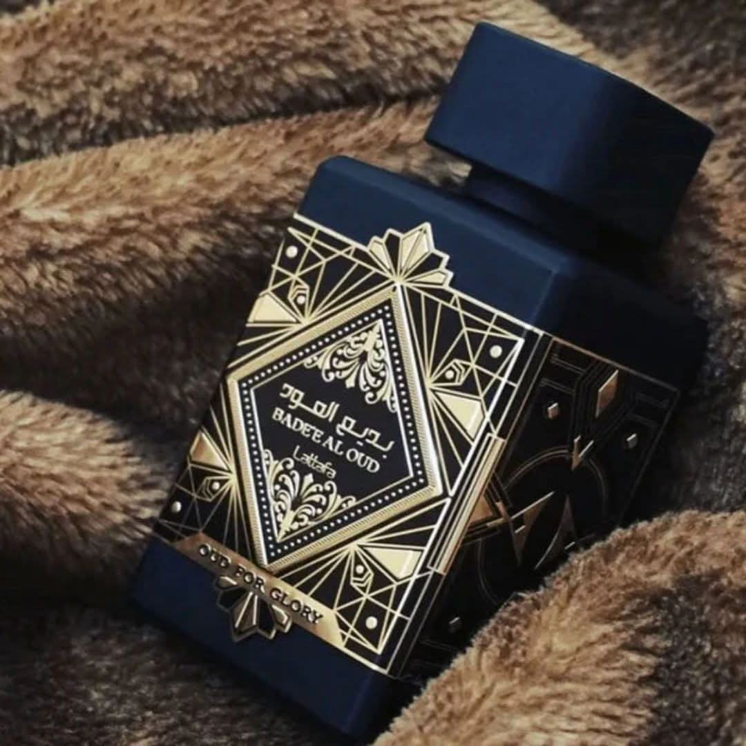 Lattafa Bade'e Al Oud Glory & Noble Blush Eau de Parfum bundle, 100ml spray bottles with elegant packaging, suitable for gifting