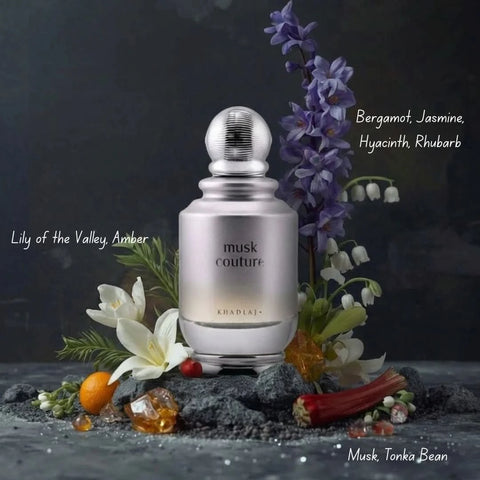 Khadlaj Musk Couture Eau de Parfum spray 100ml bottle with sleek design and elegant packaging.