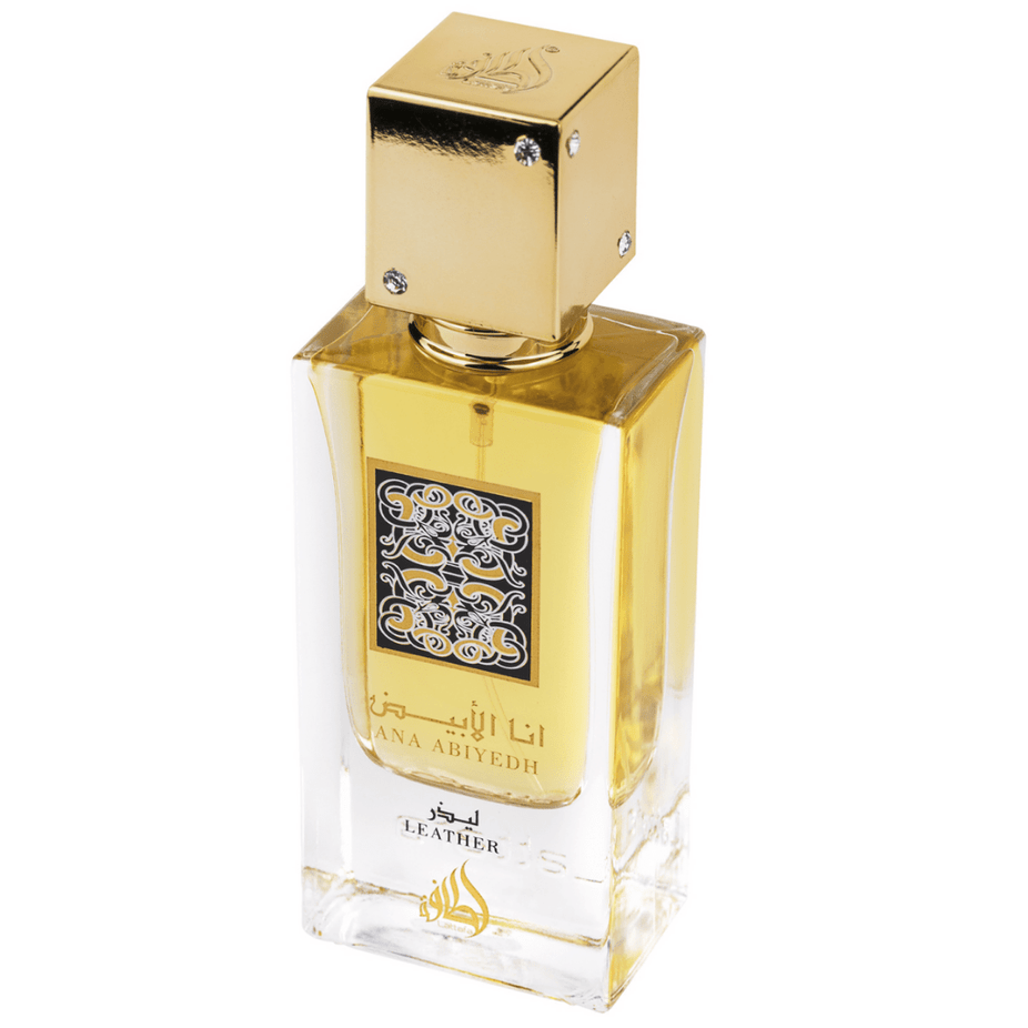 Lattafa Ana Abiyedh Leather Eau De Parfum 60ML bottle with elegant packaging and dark-colored cap.