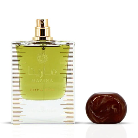 Ard Al Zaafaran Marina Deep & Dark Eau de Parfum spray bottle, 50ml, with elegant packaging and dark fragrance theme.