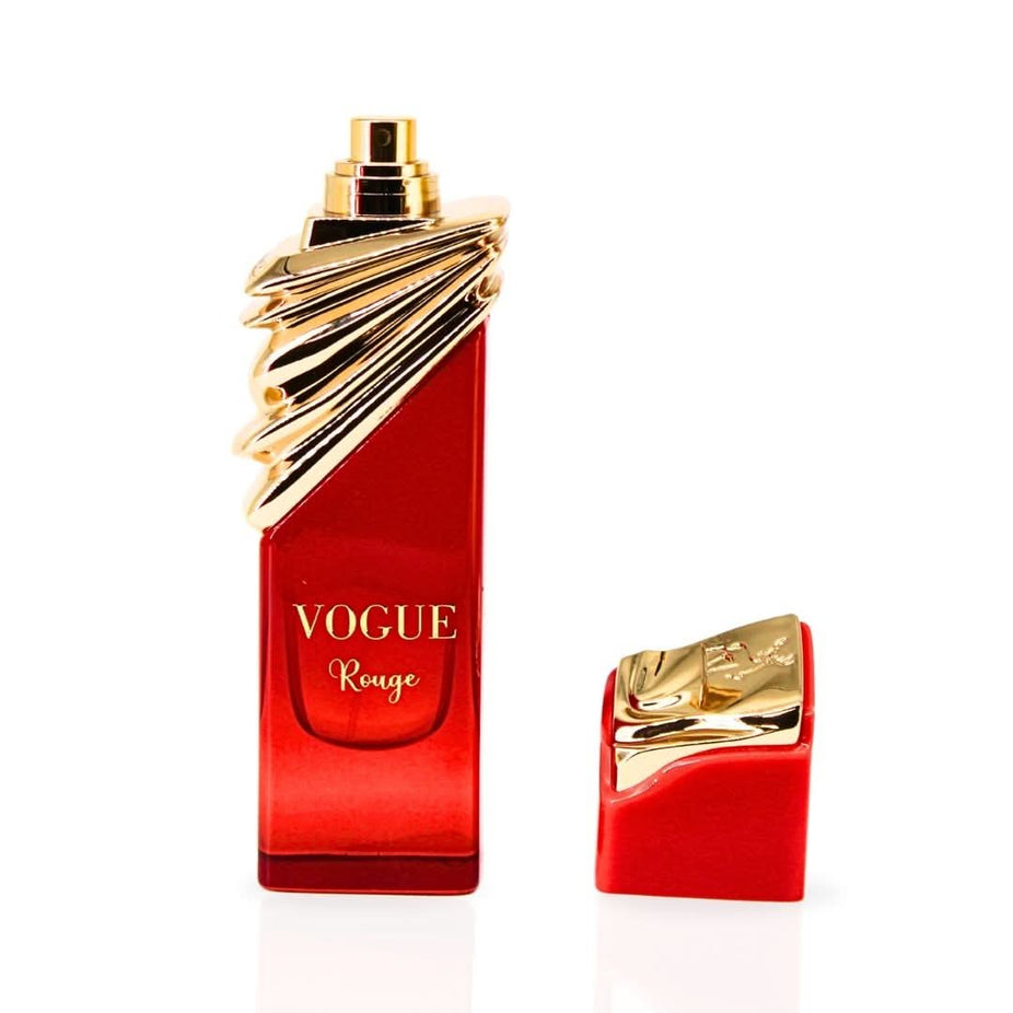 Vogue Rouge Eau de Parfum spray by Maison Alhambra, 100ml, featuring a sleek bottle with red accents and elegant packaging.