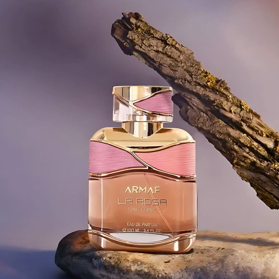 Armaf La Rosa Pour Femme EDP spray 100ML with elegant bottle, showcasing a luxurious, feminine signature scent design.