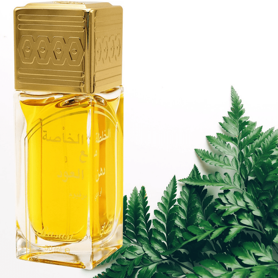 Rasasi Khaltat Al Khasa Ma Dhan Al Oudh Eau de Parfum spray 50ml with elegant bottle design and floral and woody notes.