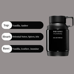 Odyssey Homme Black EDP Spray 60ML (2.02 OZ) by Armaf | A Luxurious, Creamy Blend Of Vanilla, Spices, And Sensual Florals. - Intense Oud