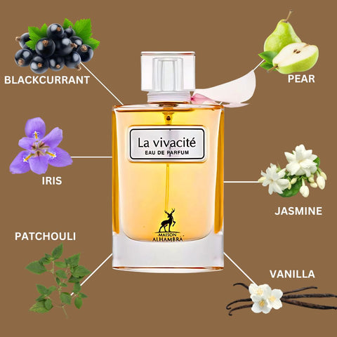 La Vivacité Eau De Parfum Spray 100ML (3.4 OZ) by Maison Alhambra | A Blend of Juicy Fruits, Elegant Florals, and Warm Vanilla. - Intense Oud