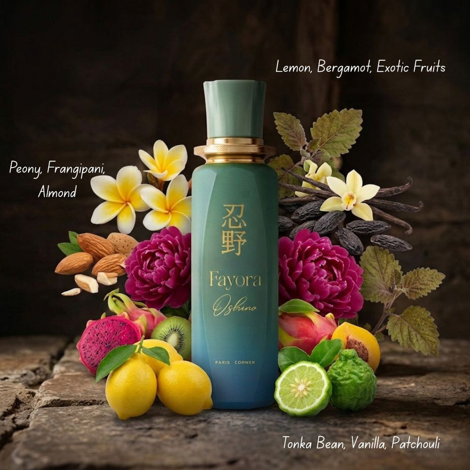 Fayora Oshino Eau de Parfum Spray by Paris Corner, 100ml bottle with elegant packaging and floral fragrance design.