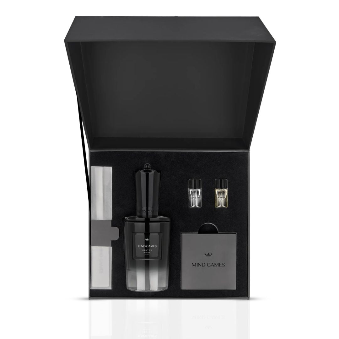 Mentor Extrait de Parfum 100ml by Mind Games, EDP bottle with elegant design and label visible.