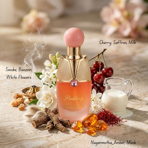 Pinkling Eau de Parfum Spray by Paris Corner, 100ml bottle with pink floral design and elegant packaging.