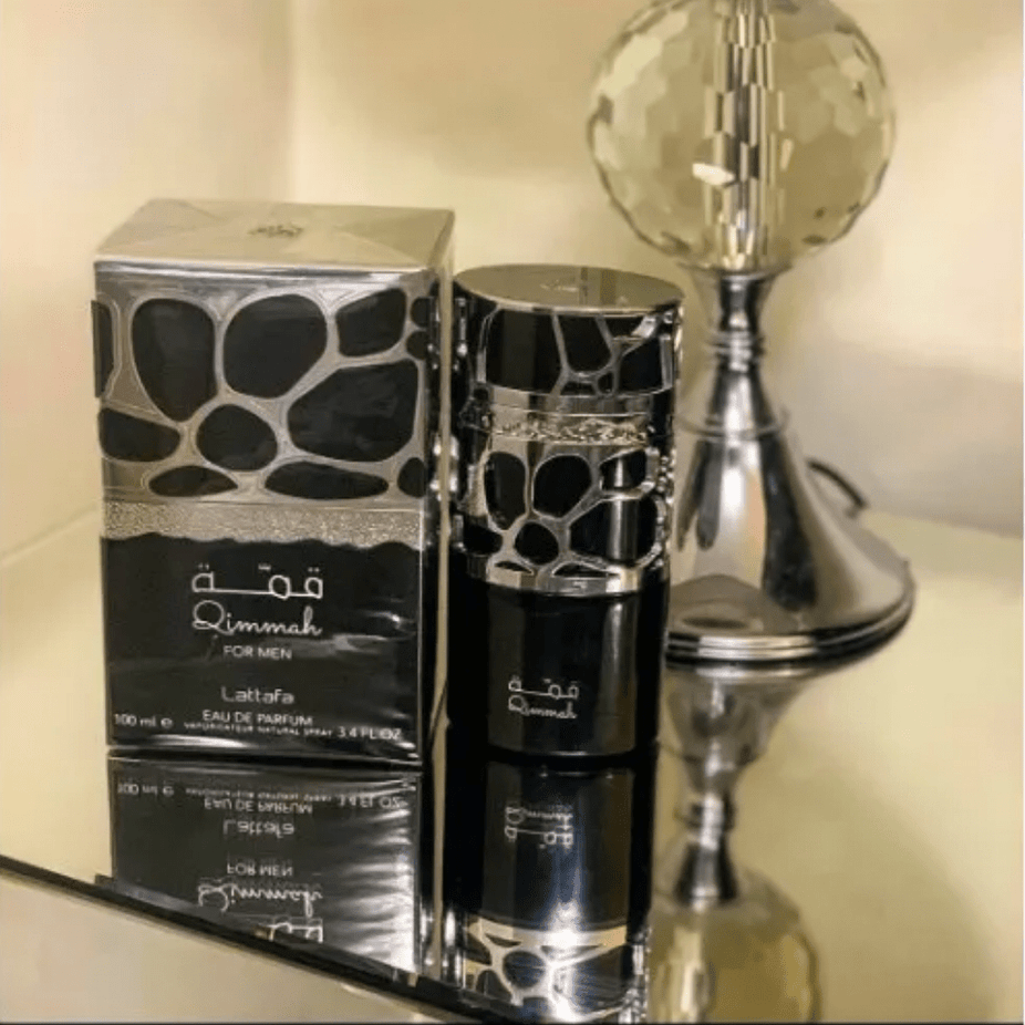 Qimmah for Men Eau De Parfum by Lattafa, 100ML bottle, showcasing sleek packaging and elegant design.