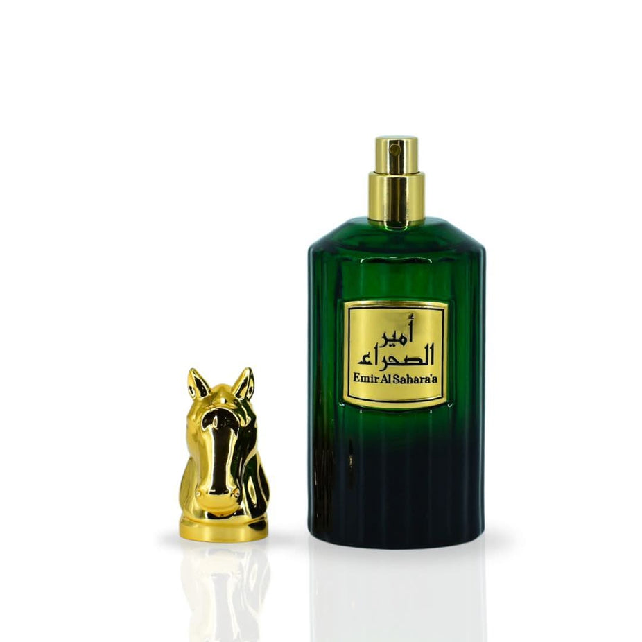 RISALA Emir Al Sahara EDP 90ML perfume bottle with elegant packaging and a luxurious fragrance presentation.