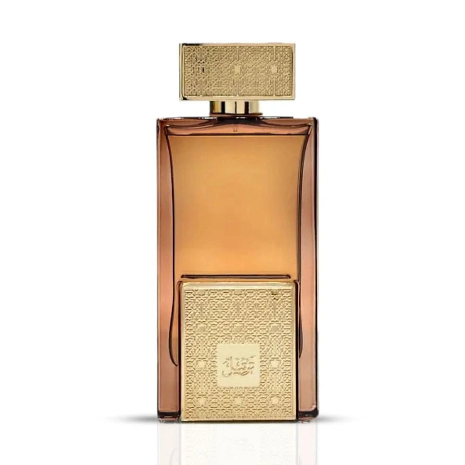 Arabian Oud Tarteel Gold Eau de Parfum spray 75ml bottle with elegant gold accents and intricate design details.