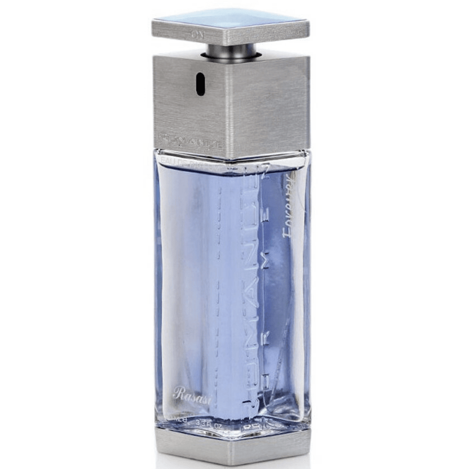 Rasasi Romance Forever for Men Eau De Parfum 100ml bottle, elegant fragrance design, showcasing the men's perfume product.