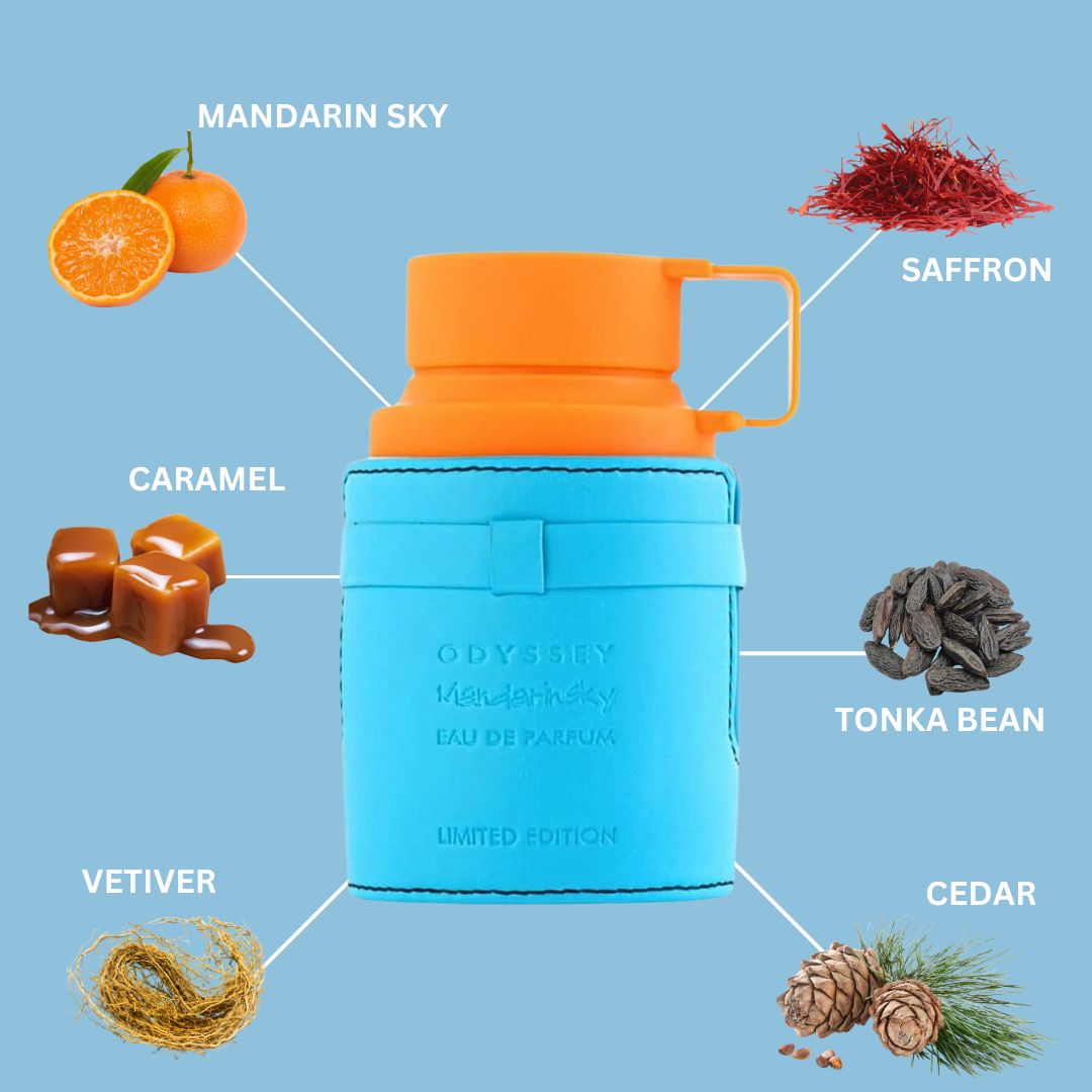 Odyssey Mandarin Sky Limited Edition EDP Spray 60ML (2.02 OZ) By Armaf | Long Lasting, Luxurious, Refreshing Aroma. - Intense Oud