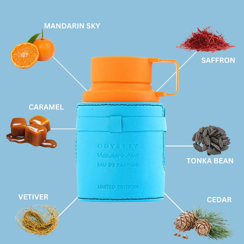 Odyssey Mandarin Sky Limited Edition EDP Spray 60ML (2.02 OZ) By Armaf | Long Lasting, Luxurious, Refreshing Aroma. - Intense Oud