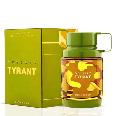 Bundle of Armaf Odyssey Eau de Montagne and Odyssey Tyrant Eau de Parfum sprays, 100ml bottles with sleek packaging.