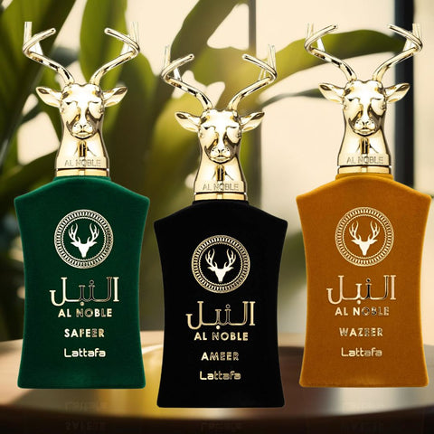 Al Noble Ameer, Wazeer, Safeer EDP Spray 100ML (3.4 OZ) By Lattafa | Exude Masculinity With These Compelling Fragrances. (COLLECTION) - Intense Oud