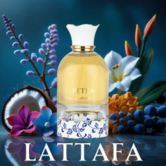 Petra Eau de Parfum Spray 100ml (3.4 Oz) by Lattafa | Tropical, Floral, Fruity & Sweet - Intense Oud