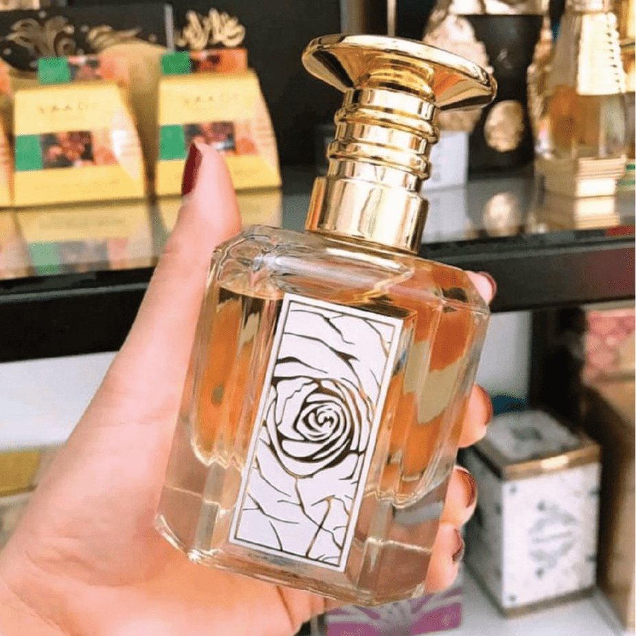 Lattafa Mazaaji for Women Eau De Parfum 100ML bottle with elegant packaging and floral fragrance design.