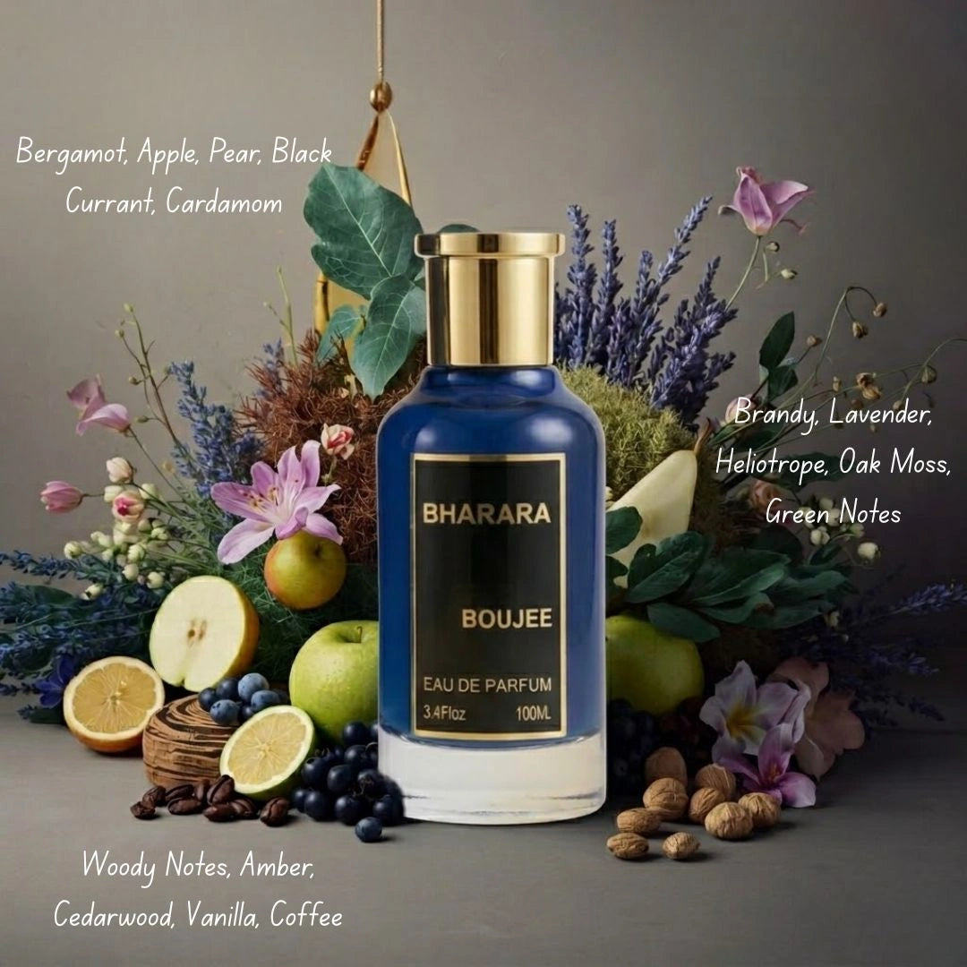 Bharara Boujee Eau de Parfum Spray 100ml bottle with elegant packaging, showcasing the BHARARA brand and luxurious scent.
