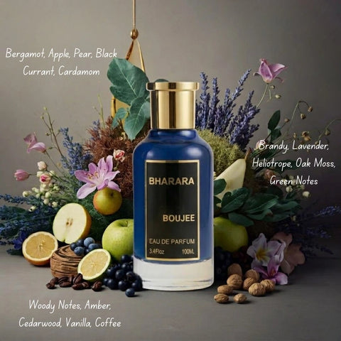 Bharara Boujee Eau de Parfum Spray 100ml bottle with elegant packaging, showcasing the BHARARA brand and luxurious scent.