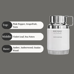 Odyssey Homme White Edition EDP Spray 60ML (2.02 OZ) by Armaf | A Fresh, Zesty Fragrance With Sophisticated Woody Undertones. - Intense Oud
