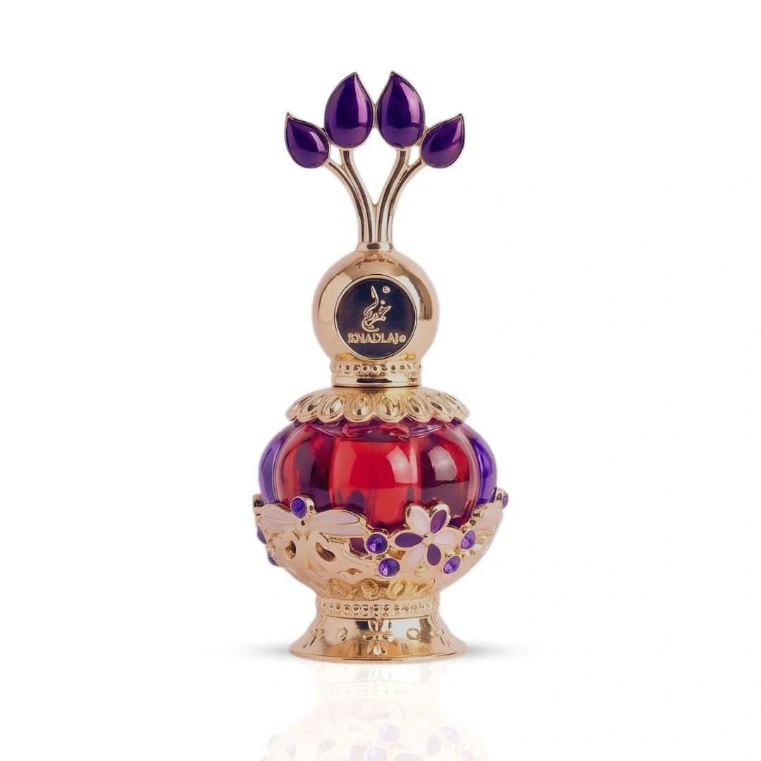 Purple Musk concentrated perfume oil by Khadlaj in a 20ml bottle, showcasing the elegant purple packaging.