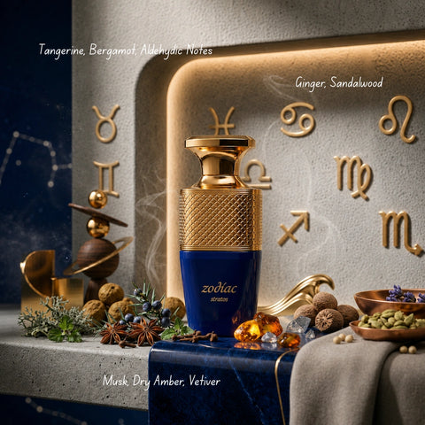 Zodiac Stratos Eau de Parfum Spray by Paris Corner, 100ml bottle featuring sleek design and elegant fragrance packaging.