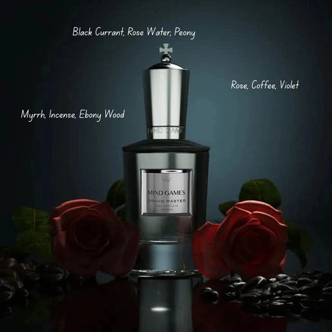 Mind Games Grand Master Extrait de Parfum 100ml EDP bottle with elegant packaging and minimalist design.