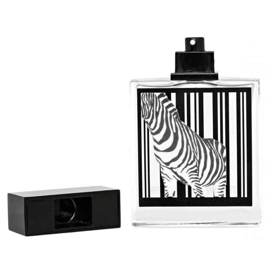 Rasasi Rumz Al Rasasi 9325 Pour Lui Eau de Parfum spray bottle, 50ml, with zebra-themed packaging.