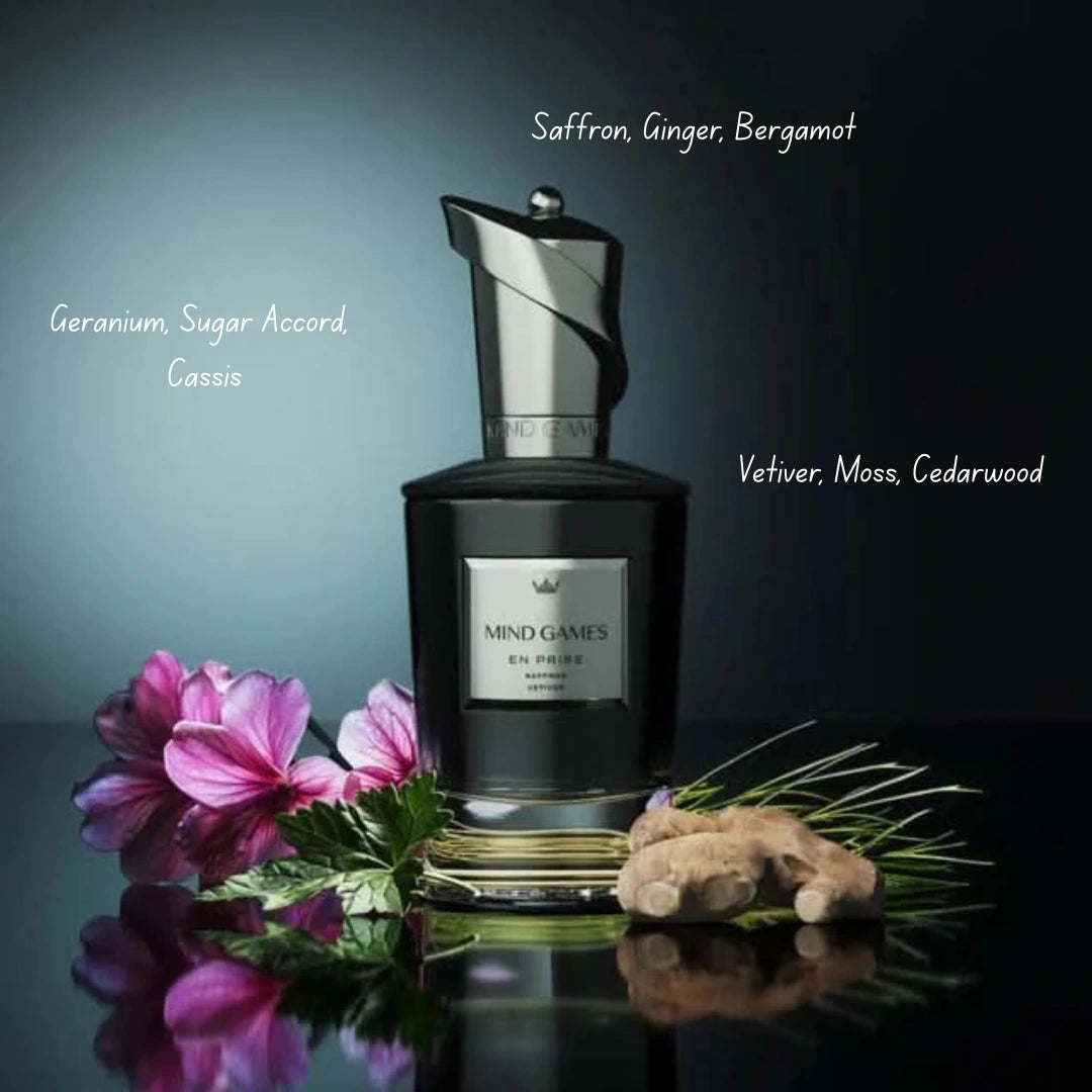 Mind Games En Prise Extrait de Parfum 100ml EDP bottle with elegant packaging and perfume cap.