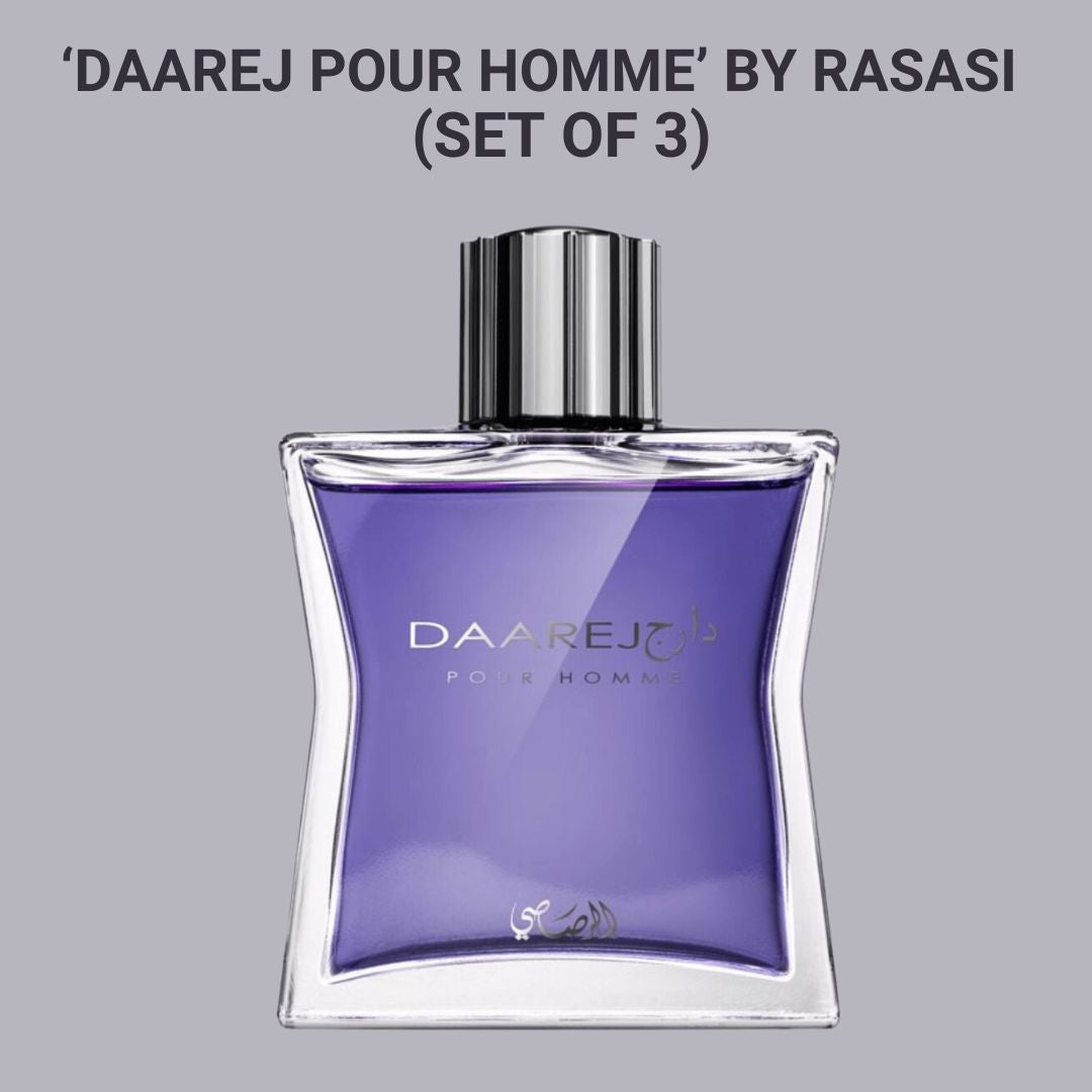 Daarej Pour Homme EDP Spray 100 ML (3.4 OZ) by Rasasi | Perfume for Every Occasion (PACK OF 3) - Intense Oud