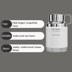 Odyssey Homme White Edition EDP Spray 100ML (3.4OZ) by Armaf | Long Lasting, Exquisite, Signature Scents. - Intense Oud