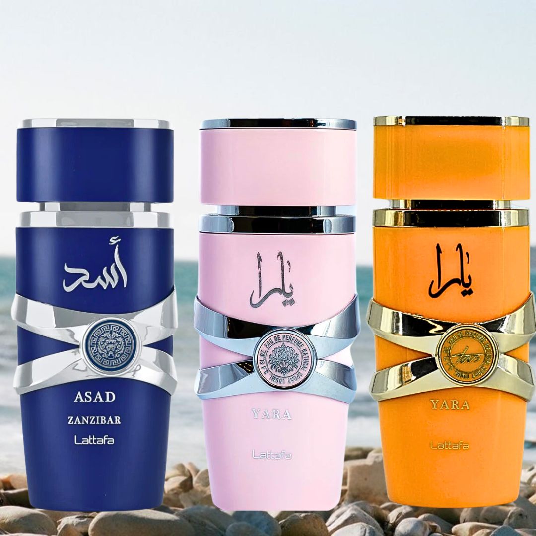 Yara, Yara Tous & Asad Zanzibar EDP Sprays 100ML (3.4 OZ) By Lattafa | Immerse Yourself In Scents That Redefine Elegance. (BUNDLE) - Intense Oud