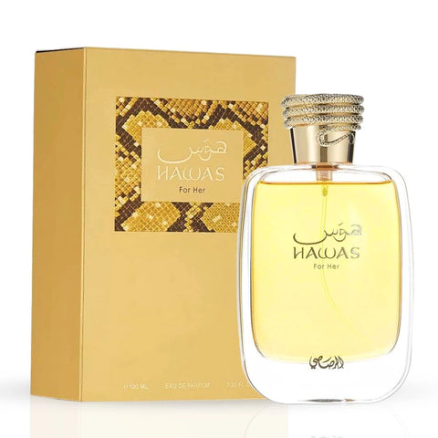 Hawas Pink & Hawas For Her Eau de Parfum Sprays 100ml (3.4 oz) by Rasasi | A Fragrance Pair That Redefines Luxury for Her (Bundle) - Intense Oud