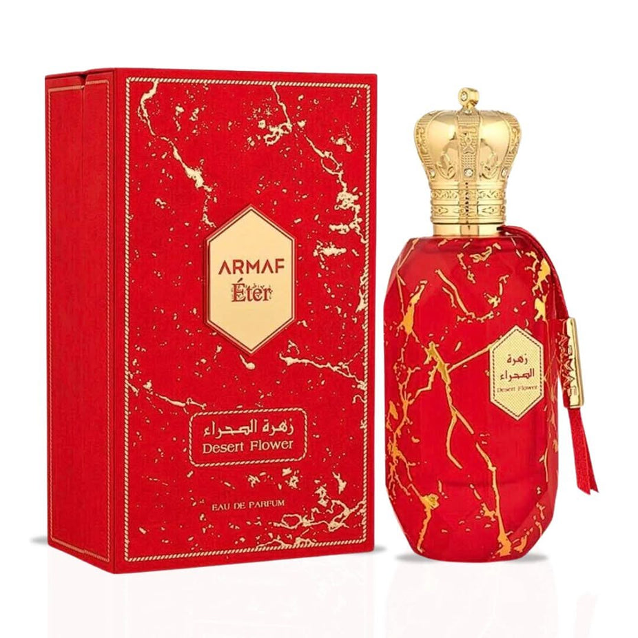 Bundle of Armaf Eter Arabian Sky & Desert Flower Eau de Parfum sprays, 100ml each, featuring floral and oriental fragrance bottles.