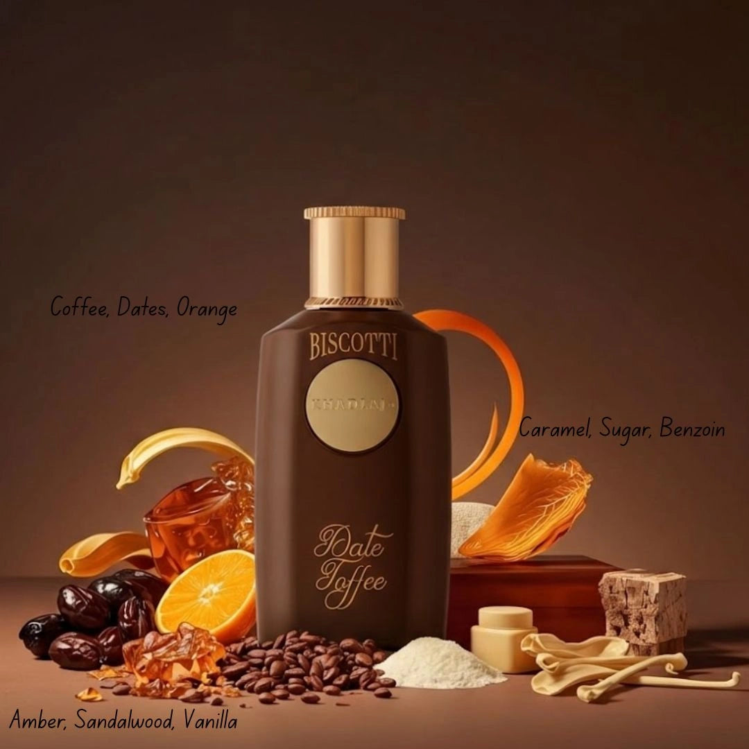 Biscotti Date Toffee Eau de Parfum Spray 100ml (3.4 oz) by Khadlaj - Intense Oud