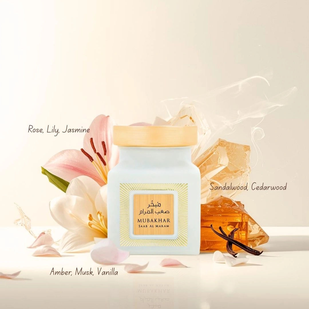 Mubakhar Saab Al Maram Oudh Moattar Bakhoor 50g by Rasasi | Bright Citrus & Floral Elegance with Warm Woody Depth - Intense Oud