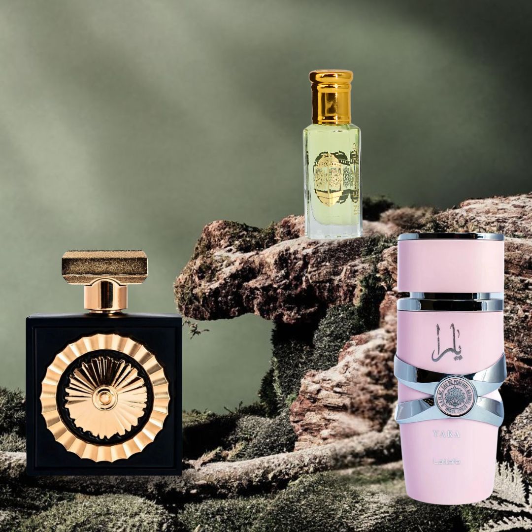 Yara EDP Spray 100ML (3.4 OZ), Nebras EDP Spray 100ML (3.4 OZ), Lady Mile Perfume Oil 12ML (0.4 OZ) With Magnetic Gift Box | Capture Hearts With These Delicate Scents. - Intense Oud