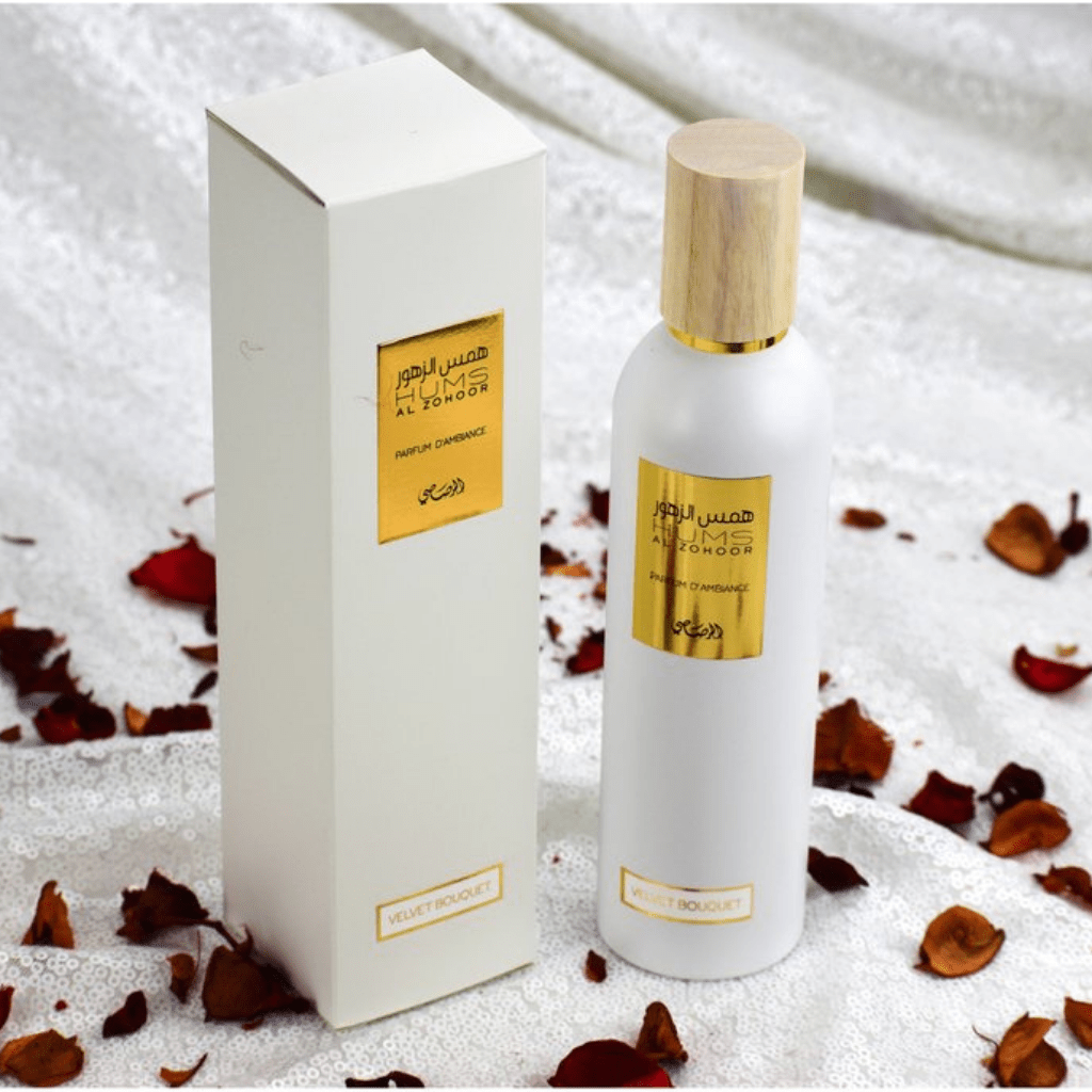 Hums Al Zohoor Velvet Bouquet Air Freshener - 250 mL (8.4 oz) by Rasasi - Intense oud