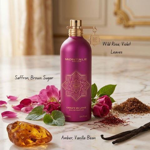 Montale Crazy In Love Eau de Parfum spray 100ml bottle with elegant packaging and floral fragrance details.