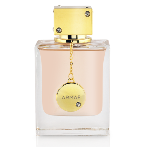 Armaf Club De Nuit for Women Eau de Parfum 105ml in a velvet pouch, featuring a floral and fruity fragrance bottle.