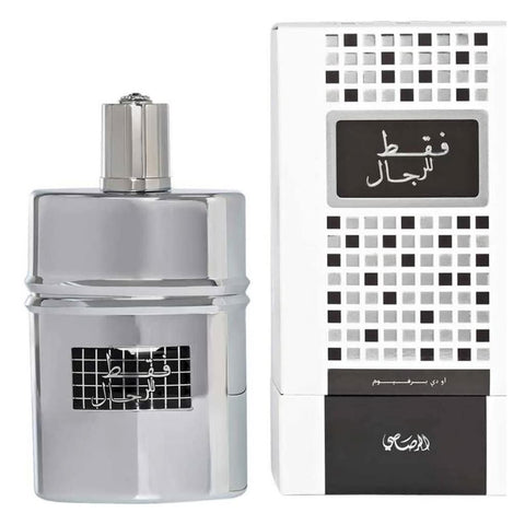 Rasasi Hawas Faqat Lil Rijjal men's fragrance bundle featuring EDP bottles with sleek packaging and elegant design.