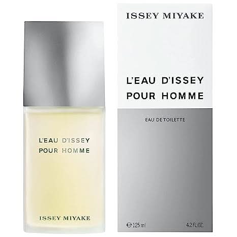 Issey Miyake L'Eau d'Issey Pour Homme 125ml EDT bottle with sleek design and clear glass showcasing the fragrance.
