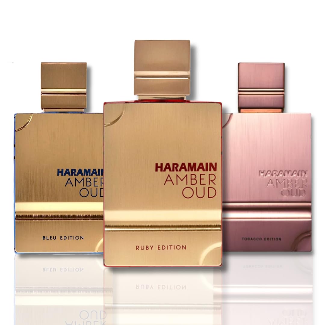 Amber Oud Bleu Edition, Ruby Edition & Tobacco Edition By Al Haramain EDP - 60ML (2.0 Oz). - Intense Oud